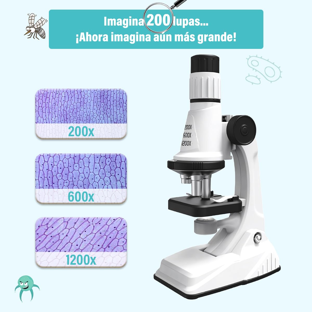 Microscopio Infantil Hitburu 1000x | Digital Con Pantalla LCD De 2 Y 8 Luces LED | Captura Fotos Y Vídeos | Juguete Educativo Con Diseño De Dinosaurio | Recargable USB Microscopio Infantil Hitburu 1000x | Digital Con Pantalla LCD De 2 Y 8 Luces LED | Captura Fotos Y Vídeos | Juguete Educativo Con Diseño De Dinosaurio | Recargable USB