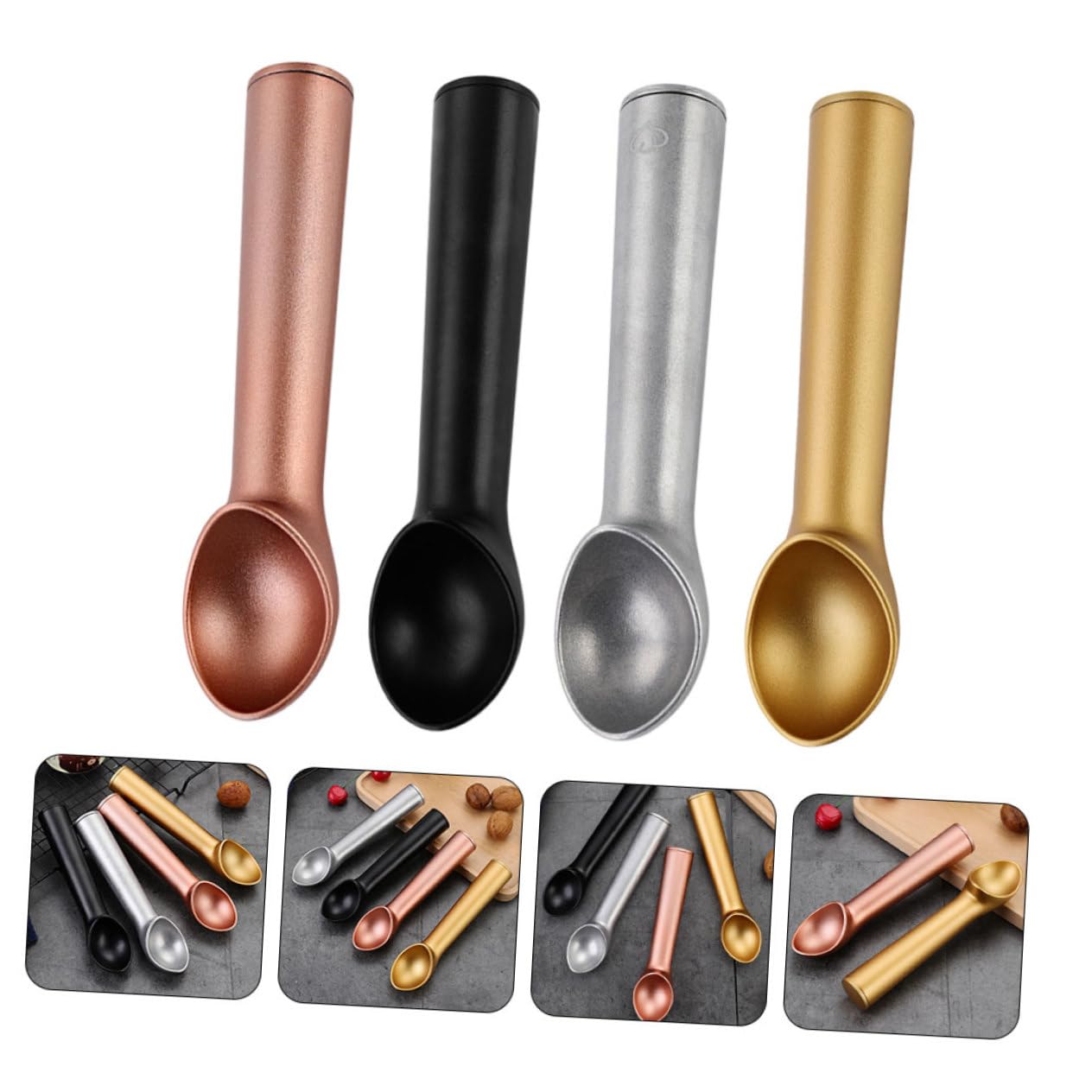 Cabilock Lot De 4 Cuillères À Glace En Aluminium Pour Un Service Facile Antiadhésives Pour La Maison Et Les Desserts