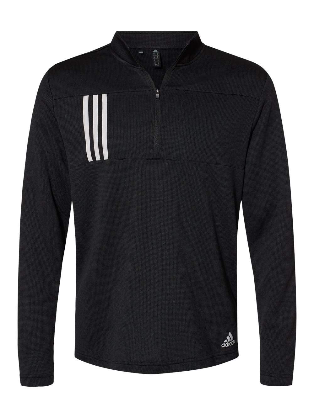 Mens A482 3-Stripes Double Knit Quarter-Zip Pullover