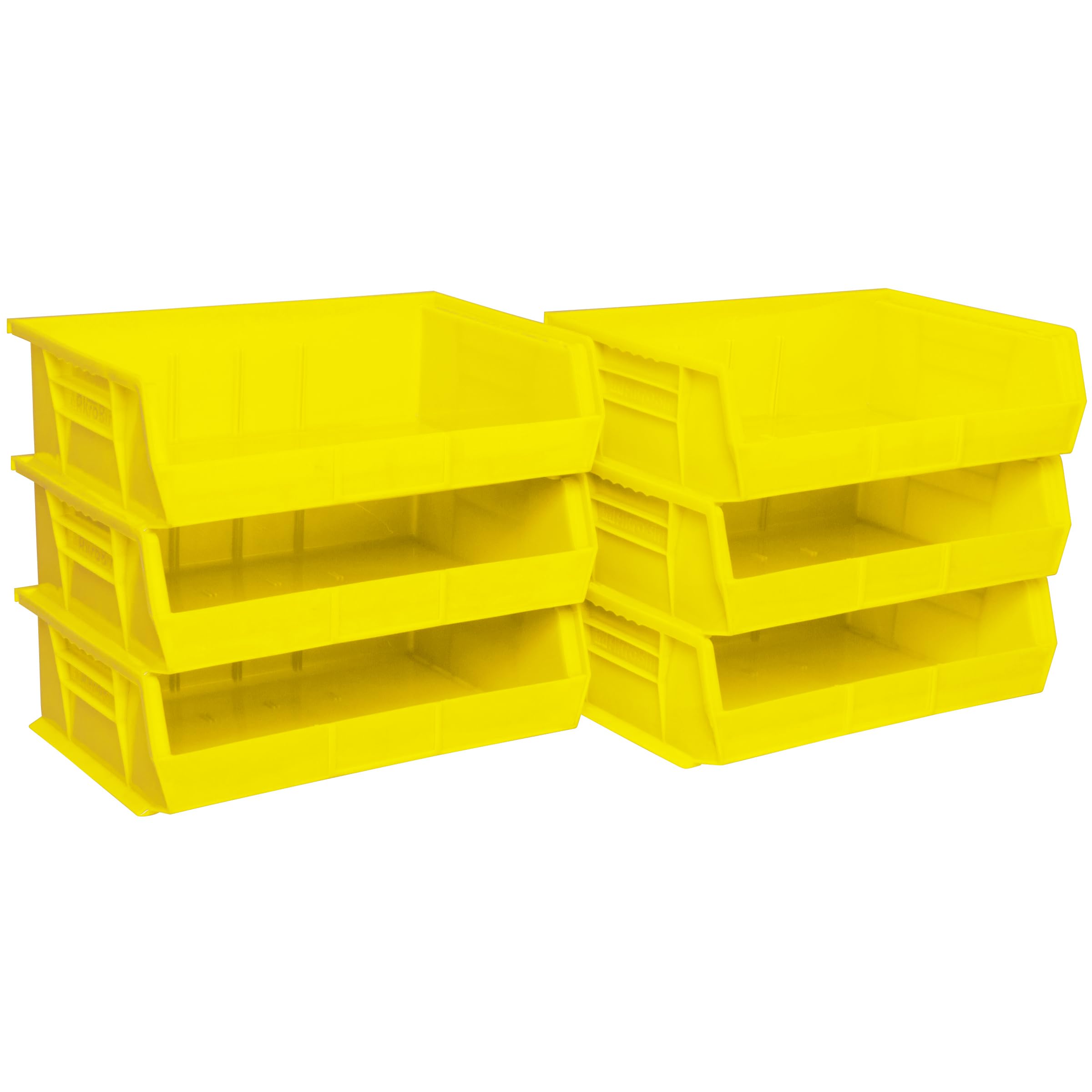 Akro-Mils 30255 AkroBins Plastic Storage Bins, Space-Saving Stackable Bins for Garage, Pantry, Craft Organization, 11" x 16" x 5", Yellow, 6-Pack