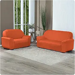 Capa Para Sofá 2 e 3 lugares Protetor Antigato Coladinha Malha Gel (Laranja)