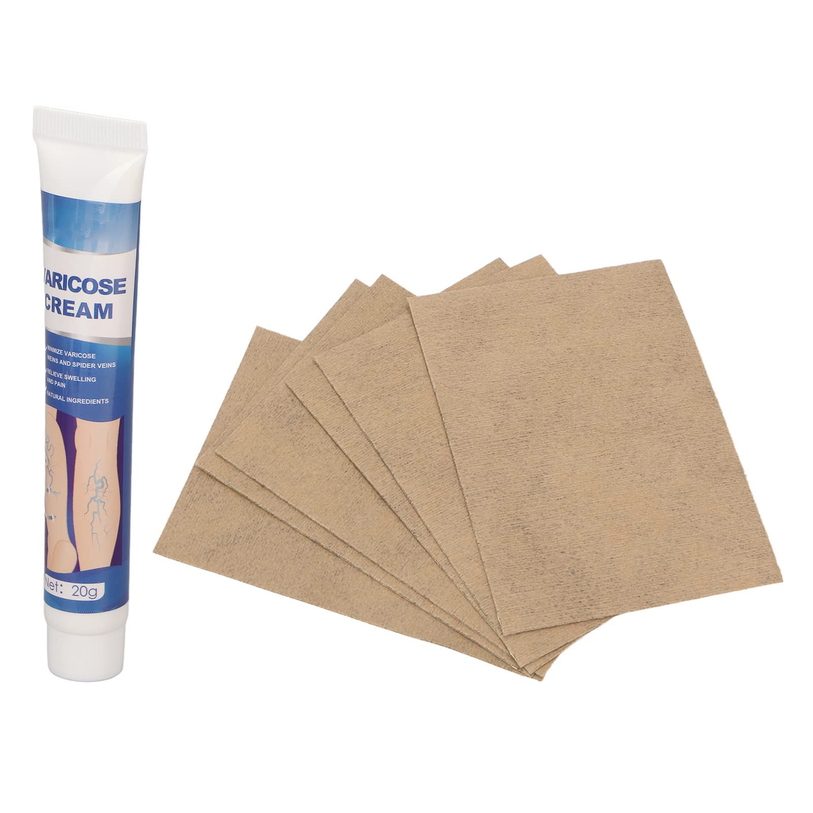 Patchs pour traitement des varices et crème de soin circulation des jambes