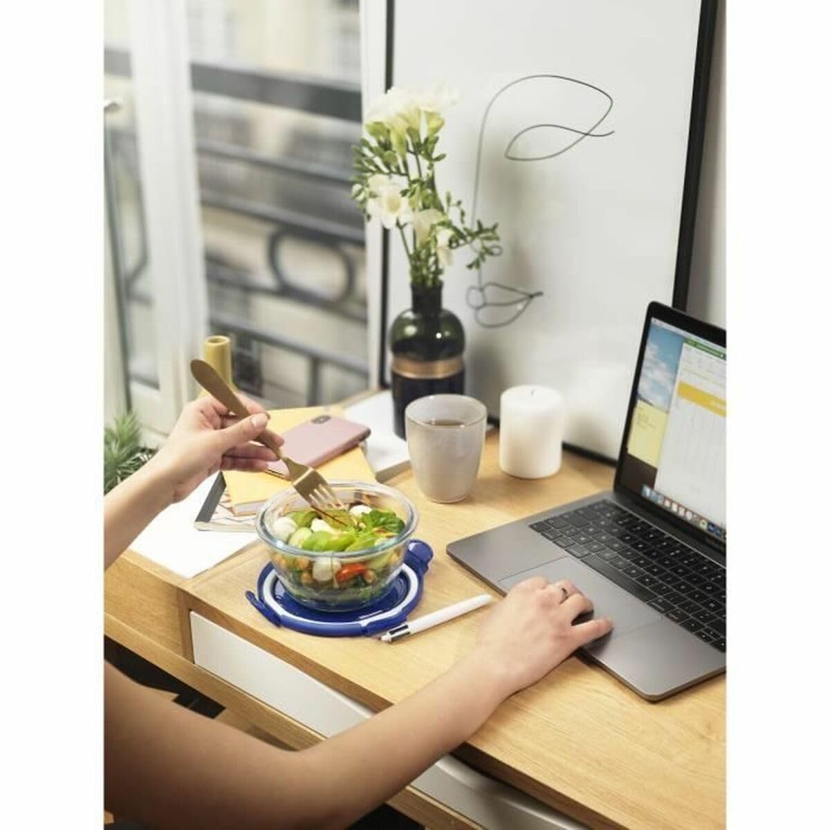 PYREX Cook & Go - Lot de 3 LunchBox Rondes Identiques - 0,7L - Verre Borosilicate - Compatible four, micro-ondes et lave-vaisselle - Made in France