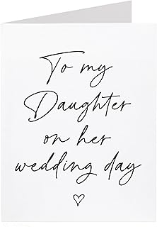 Card for daughter on her wedding day card. To Bride from Mom Dad. Printed keepsake gift note card for Day of Wedding. Elegant. With envelope. One Card. (To my Daughter)