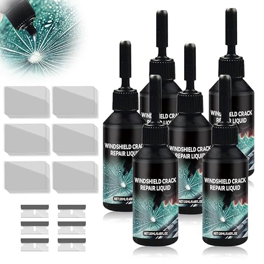 Windshield Repair Kit, 2025 New Glass Repair Kit with Razor and Cure Film, Car Windshield Crack Repair Fluid, Car Glass Crack Repair Accessories (2)