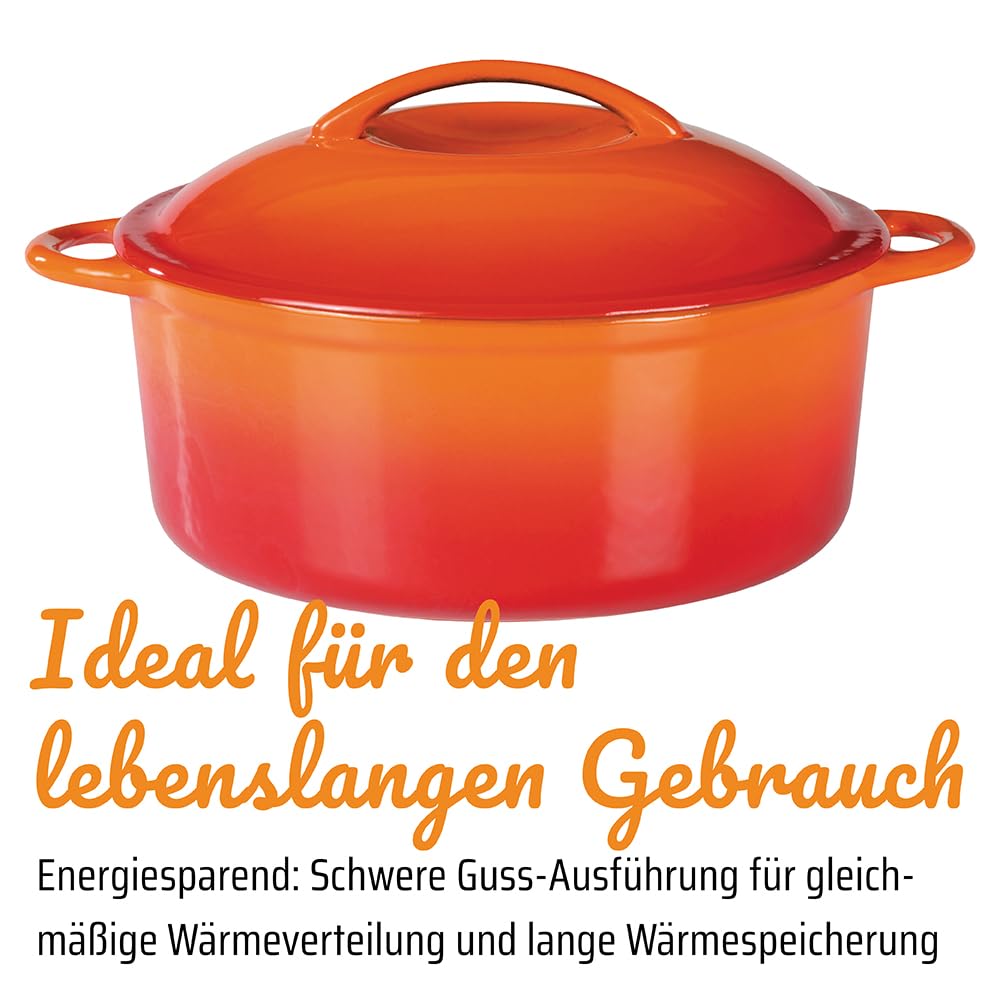 GSW 717243 Shadow Kochtopf mit Deckel 4 L, Gusseisen, orange/creme, 24 cm 2 Einheiten