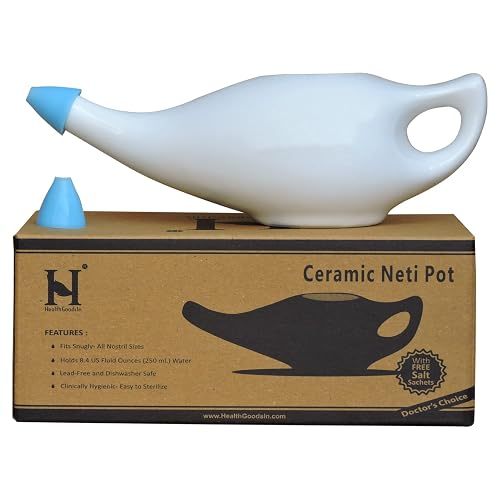 Ceramic Neti Pot Premium Handcrafted, Nose Cleaner for Sinus Dishwasher