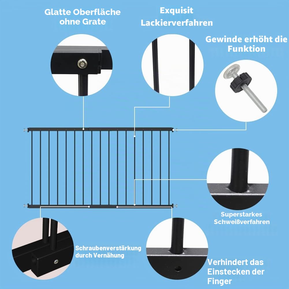 Fenstersicherheitsstangen, Fairy Baby Französisches Balkongeländer Innenfenstergitter Balustraden Fensterschutzschiene Fensterstangen Fensterschutz für Kinder (57 cm - 92 cm, Schwarz)