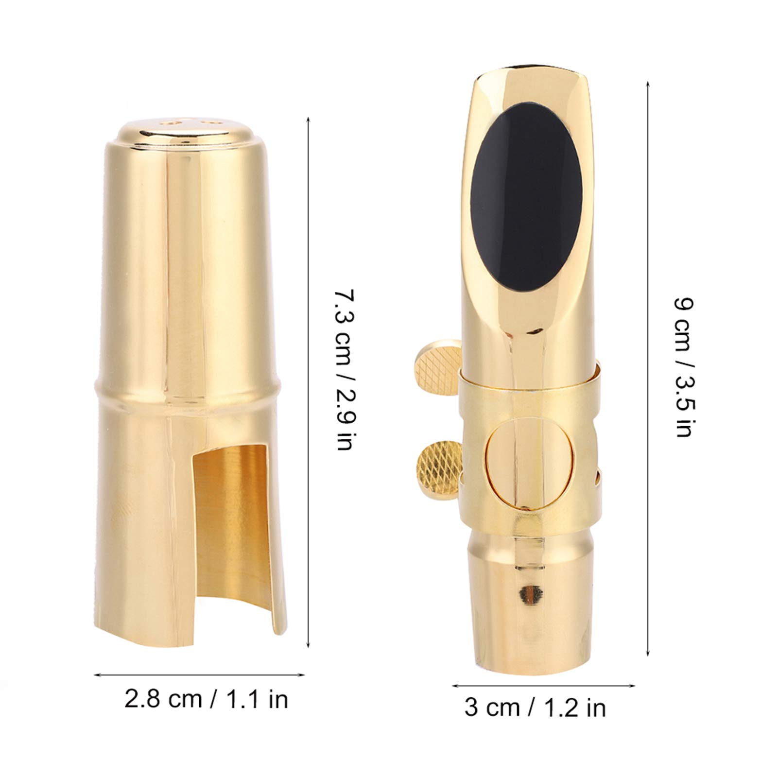 POENVFPO Bocchino Professionale per Sassofono Contralto Mib 8C, Materiale in Ottone di Alta qualità, con Cappuccio e Cuscinetti per Musicisti Jazz