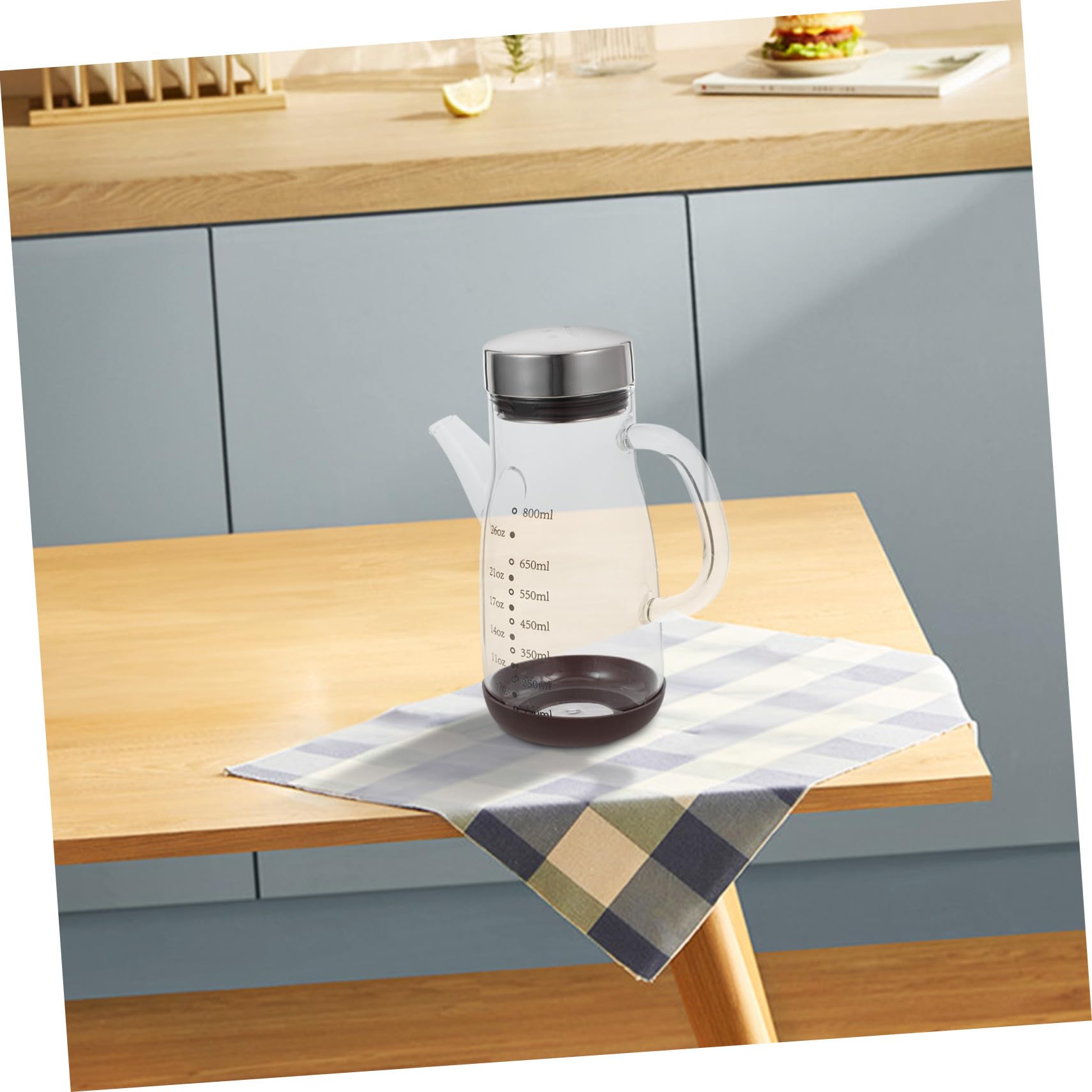 Alipis Aceitera de Vidrio Transparente Gran Capacidad Botella Dispensadora de Aceite para Cocina para Almacenar Aceite Vinagre o Otras Salsas la Mesa Cocina