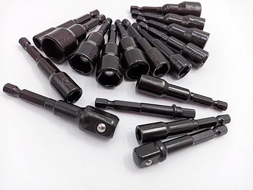 Miniatura 5 de Juego de 17 destornilladores magnéticos de tuercas CR-V, juego de destornilladores de cabeza hexagonal CR-V, juego de brocas de impacto de cabeza