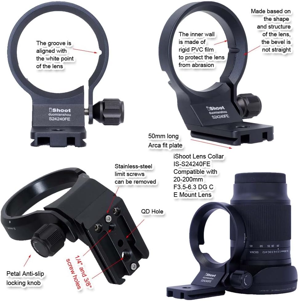Lens Collar Tripod Mount Ring Compatible with Sigma 20-200mm F3.5-6.3 DG C, 24-70mm f/2.8 DG DN Art II,17-40mm F1.8 DC Art,14-24mm f/2.8 DG DN Art, 28-70mm f2.8 DG DN C, 105mm F2.8 DG DN Macro E-Mount
