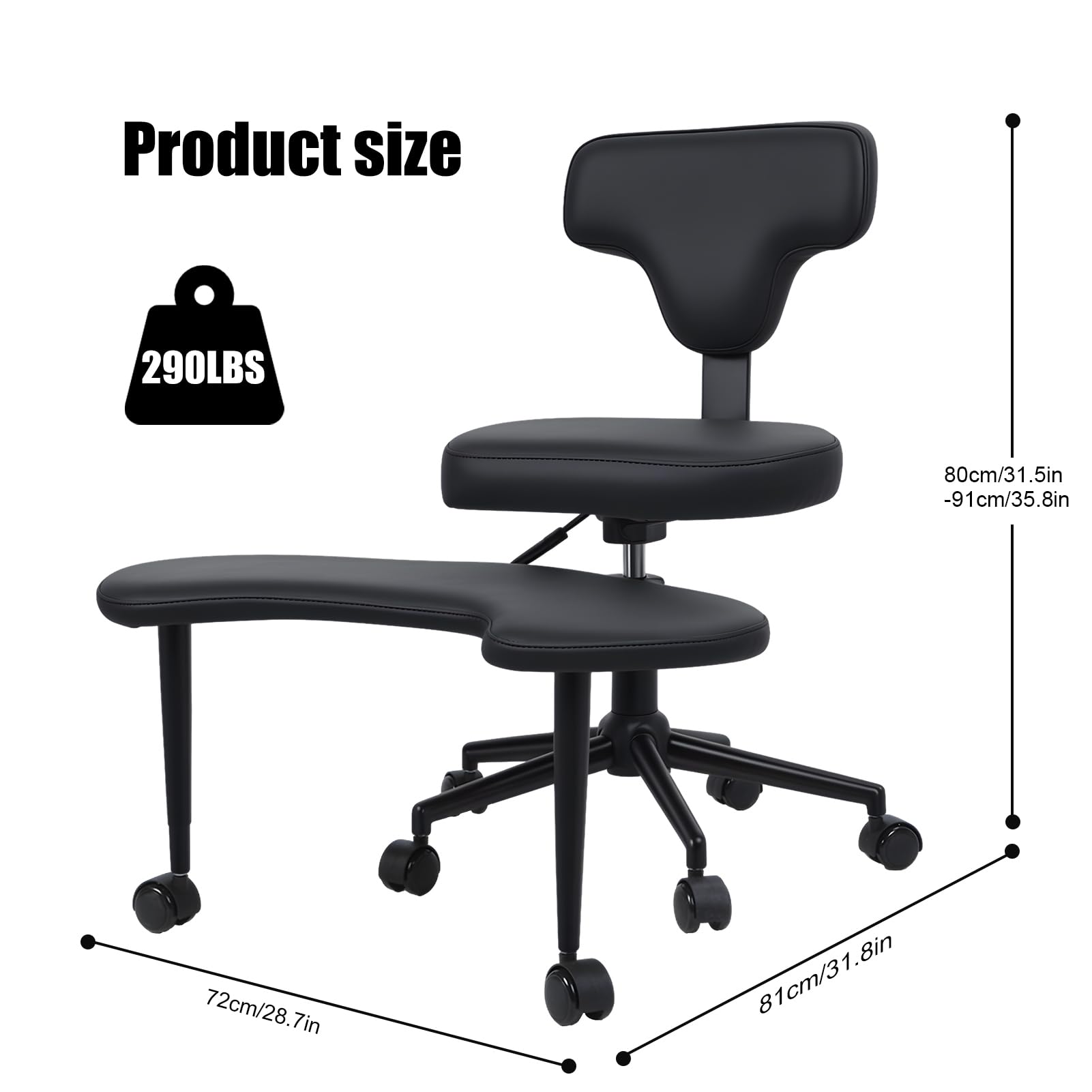 Silla de oficina ergonómica con patas cruzadas, silla de pierna cruzada con ruedas y reposapiés, silla giratoria de 360°, cojines más anchos y gruesos para silla de meditación, escritorio de