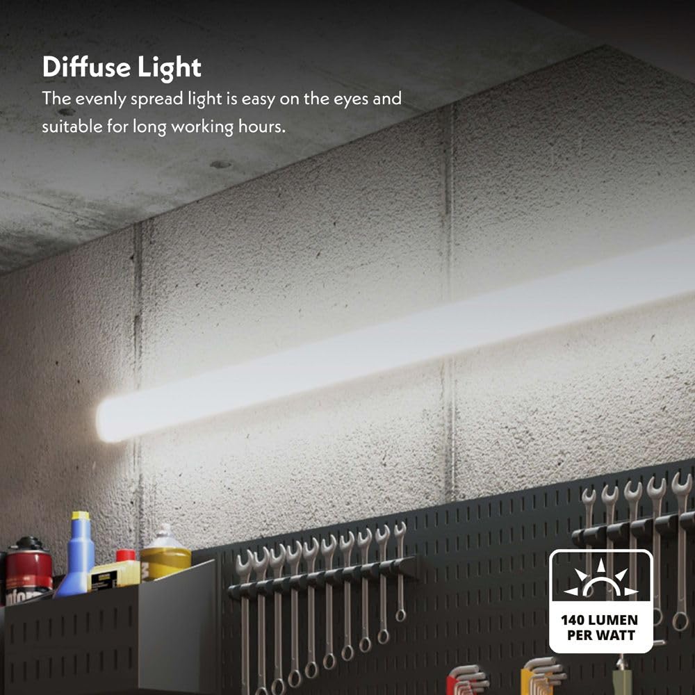 HOFTRONIC Lot de 4 réglettes LED 150 cm intérieur/extérieur - 48 W, 6 720 lumens - blanc lumière du jour 6 500 K - connectables jusqu’à 8 unités - sans scintillement - LED intégrées - R-Series Pro