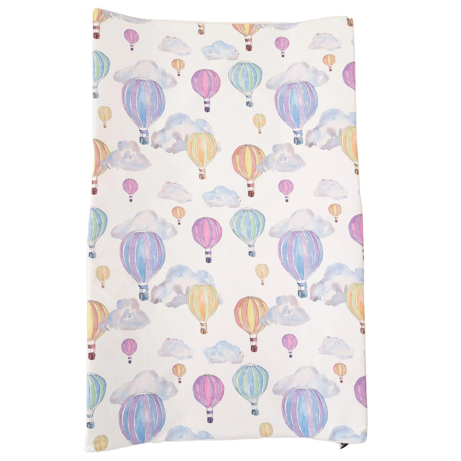 Wedge Baby Changing Mat w/Raised Sides, Change Pad, 69cm x 44cm, Extra Thick, Wipeable (Balloon Festival White)