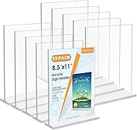 Vista 12 de MaxGear Paquete de 12 soportes acrílicos de 8.5 x 11 pulgadas, soporte de exhibición de menú de mesa transparente, soporte de papel de plástico