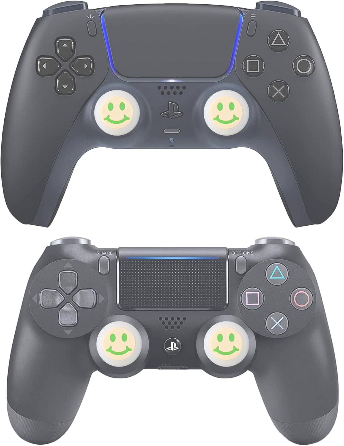 Performance Joystick Analog Stick Thumb Grips Set of 6 Compatible with PS5, PS4, Xbox Series X/S Xbox One, Switch Pro Controller smileface White & Green