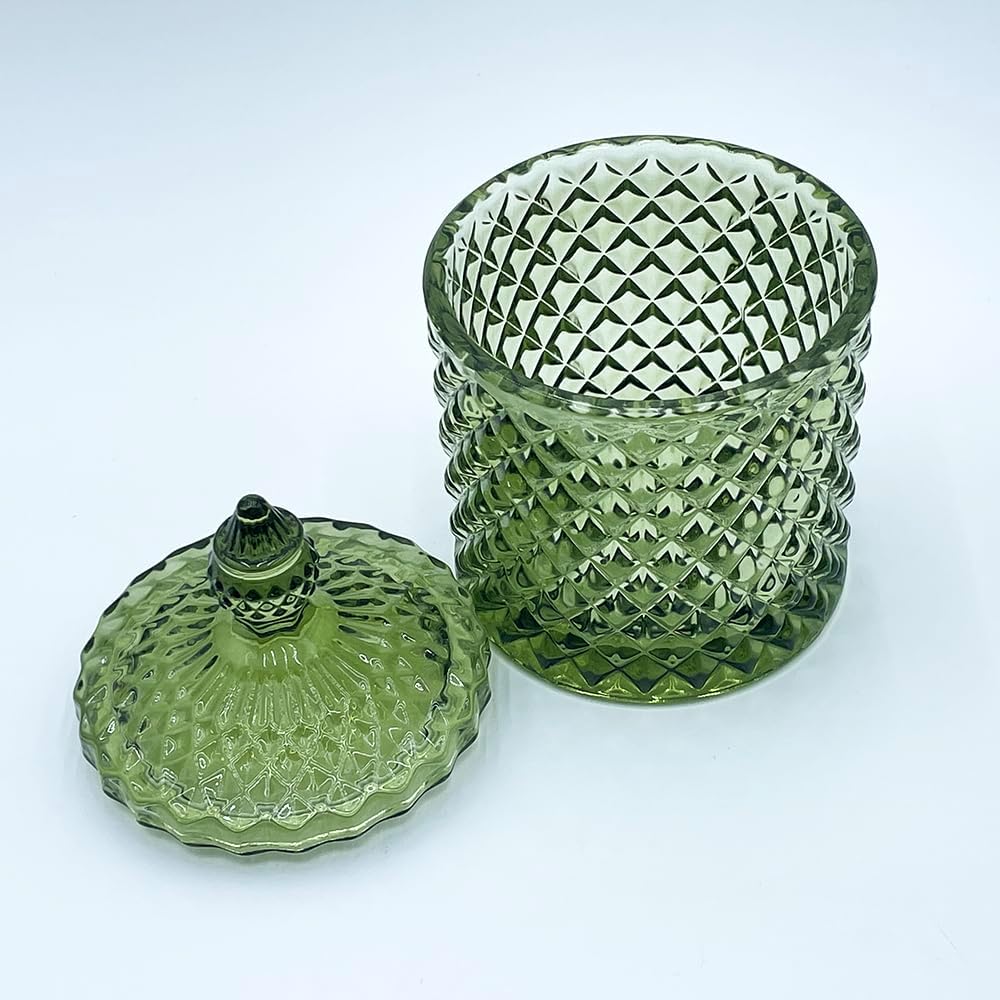 Colorful Glass Jar With Lid,Candy Cookie Jars,Jewelry Box,Christmas Decorative Jar(Olive Green) - Image 4