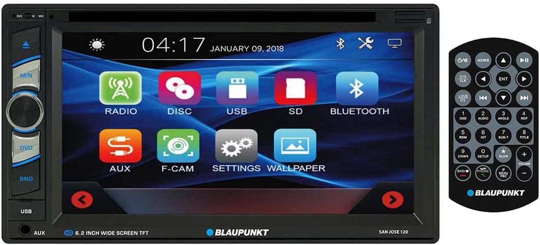 SANJOSE 120 6.2-Inch Touch Screen DVD Multimedia Car Stereo Receiver with Bluetooth