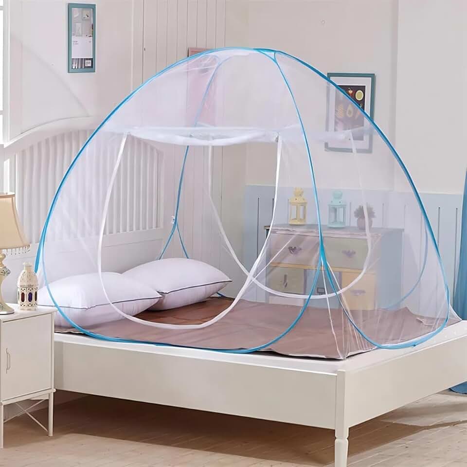 Mosquiteiro tenda para cama de casal com 2 portas laterais, Dobrável e Portátil - tamanho 200x150cm