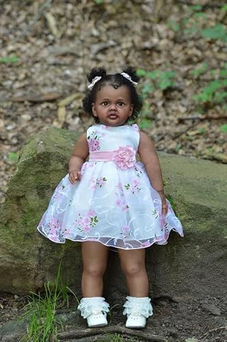 Reborn Todder Dolls Girl 28Inch Realistic Look Black Reborn Baby African American Weighted Silicone Babies Lifelike Doll Toys For Children Gifts Age3+ #TOP4