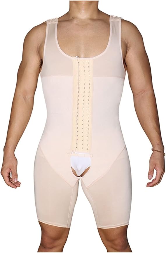 XMXM Plus Size Bodysuit for Men Weight Loss Compression Shaper Open Crotch Full Body Shapewear Tummy Control Waist Trainer