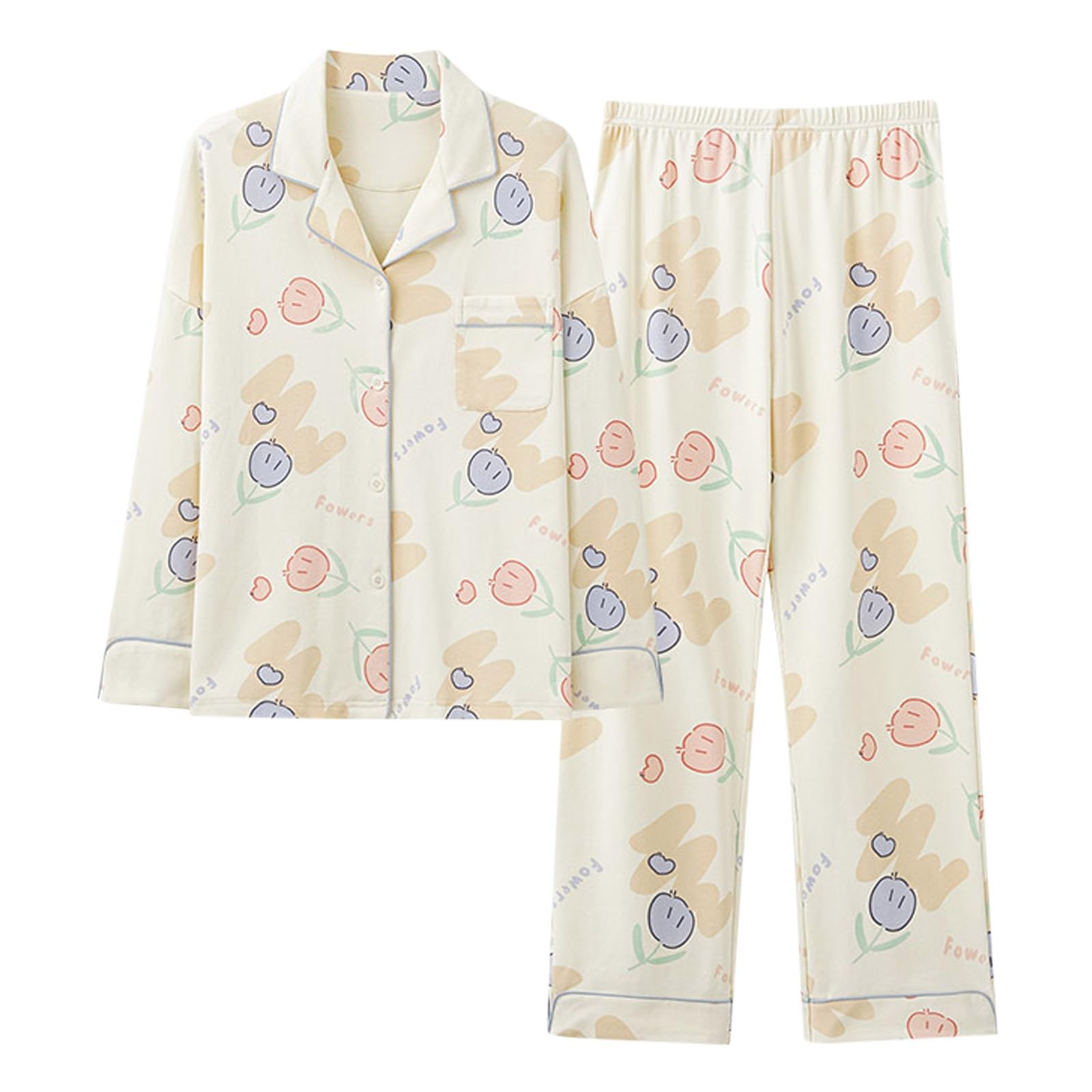 Pijama genérico para mujer, algodón, manga larga, ropa casual, conjunto de ropa de noche, hogar, otoño, 2023, nuevo estilo, cómodo, suave y transpirable