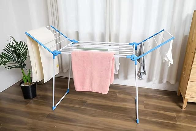 WY8 Clothes Airer Dryer Drying Rack Laundry Drying Washing Line Horse Indoor outdoor with Drying Rails and 15m Drying Space