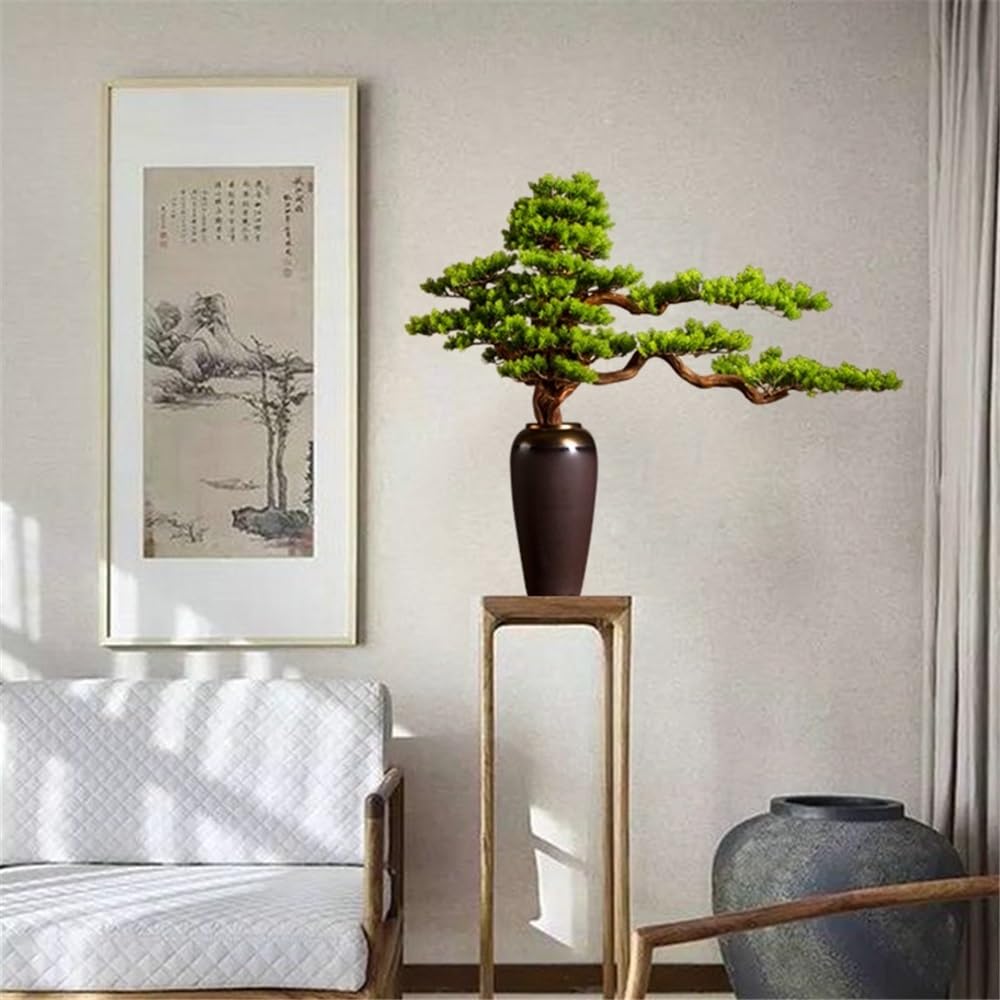 Faux Sapin Bonsaï Artificiel avec Vase en céramique, décoration créative et Luxueuse for Salon, hôtel, Fausses Plantes Décoration d'intérieur