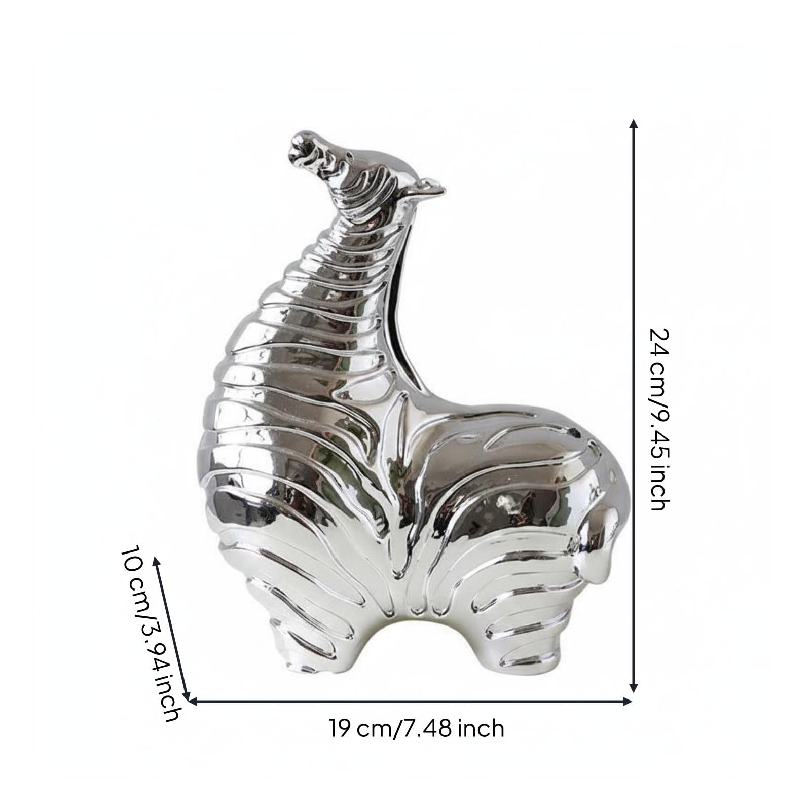 Colcolo Kinderzimmer Deko Figur Pferd Statue Ornament Skulptur Minimalistische Tierfigur mit Weichen Kurven Und Detailreicher Struktur für Kommode Schreibtisch Kinderzimmer Wohnzimmer Diele, Silber