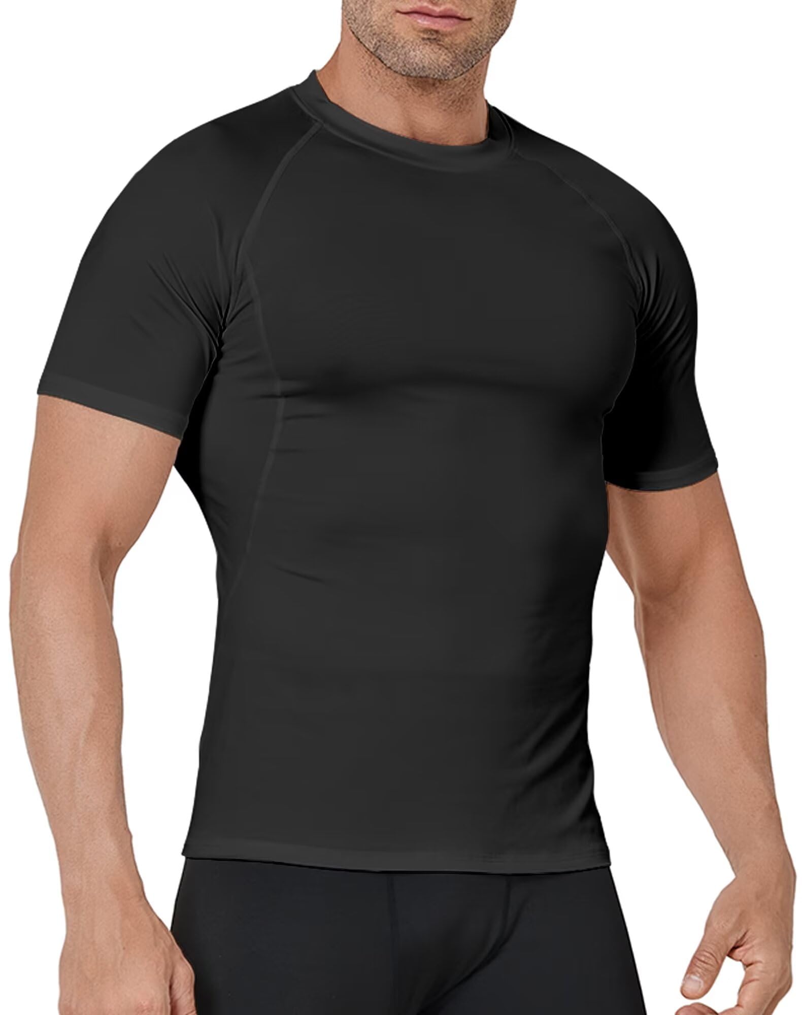 4 Pack Tee Shirt Compression Homme Manches Courtes Tshirt Running Homme Vetement de Fitness Gym Compression Maillot T-Shirt Baselayer pour Sports Jogging Musculation Gym