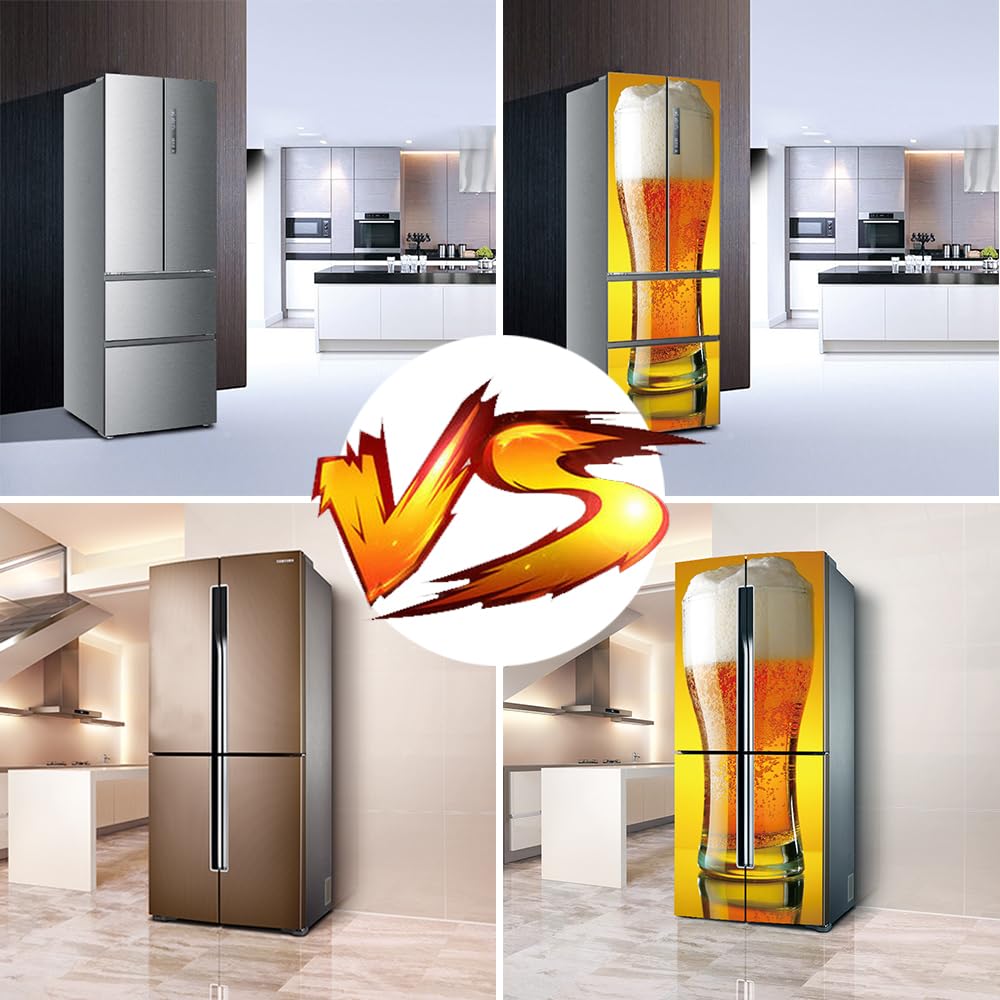 Adesivi per frigo per porte intere e porte Birra gialla autoadesivi carta da parati professionale in vinile 60X150CM