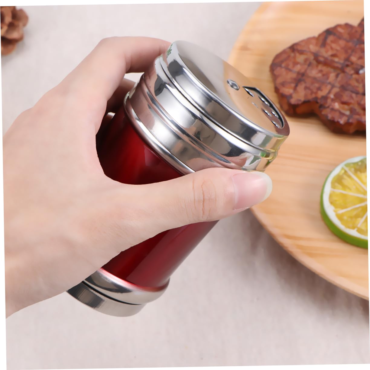 SOLUSTRE 3 Pack Stainless Steel Seasoning Shakers Pepper Salt Sugar Spice Powder Bottles for Cooking Bbq Air-tight Design Easy Clean Compact Size Random