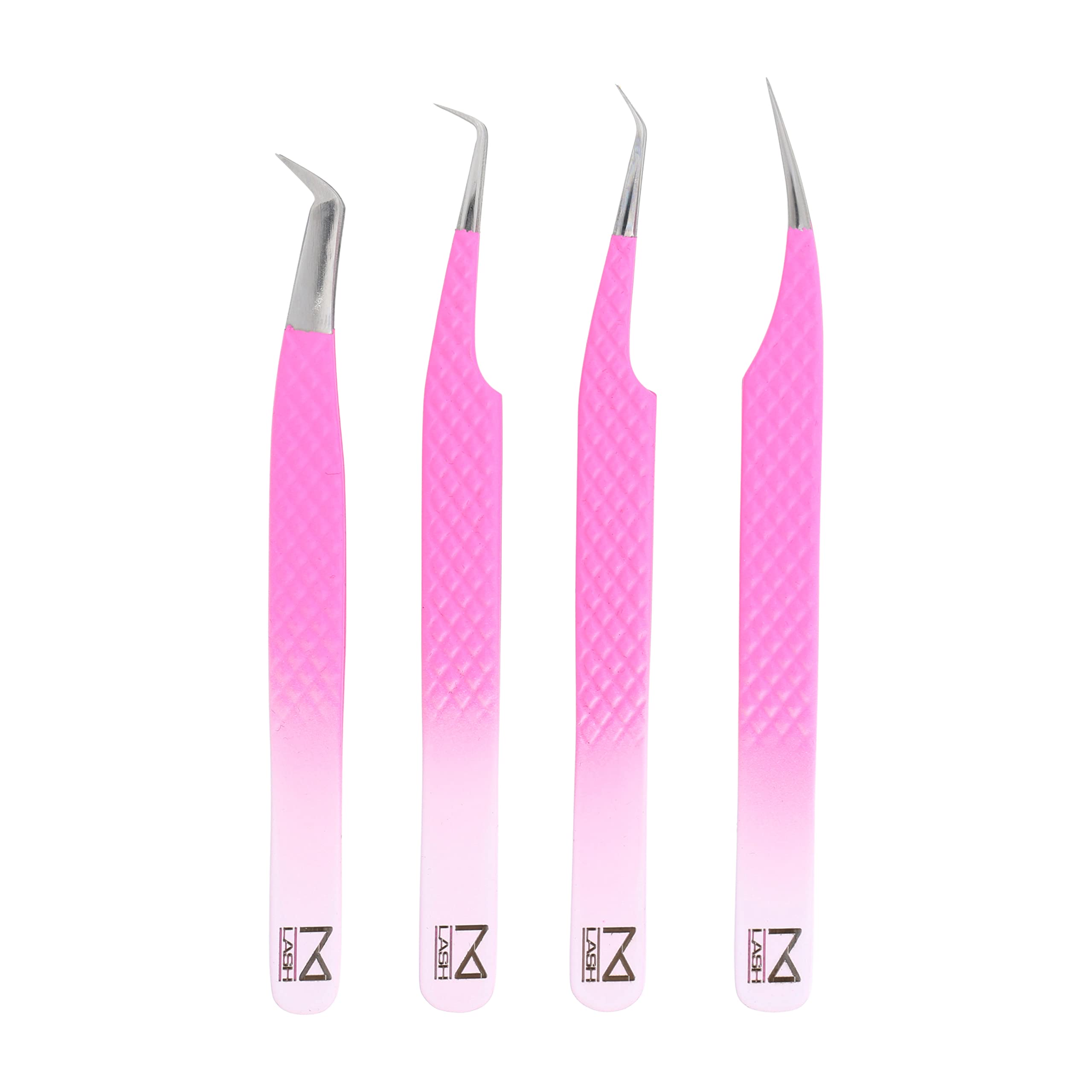 M LASH - V3 Tweezer Set Diamond Grip NANO Fiber Tip - Volume & Classic Eyelash Extensions - Japanese Steel Lash Tool (PW-Ombre)