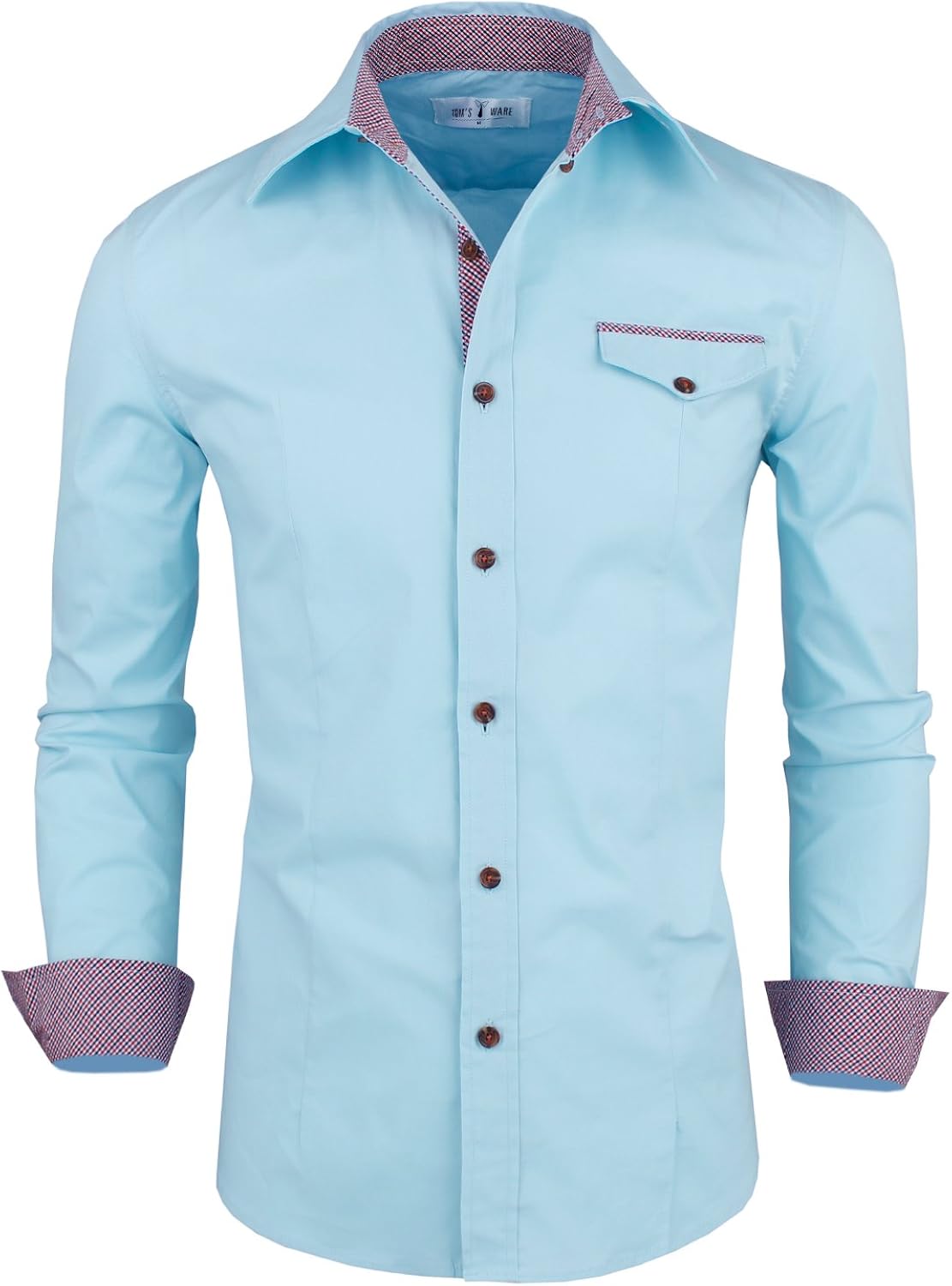 TAM WARE Mens Premium Casual Inner Contrast Dress Shirt