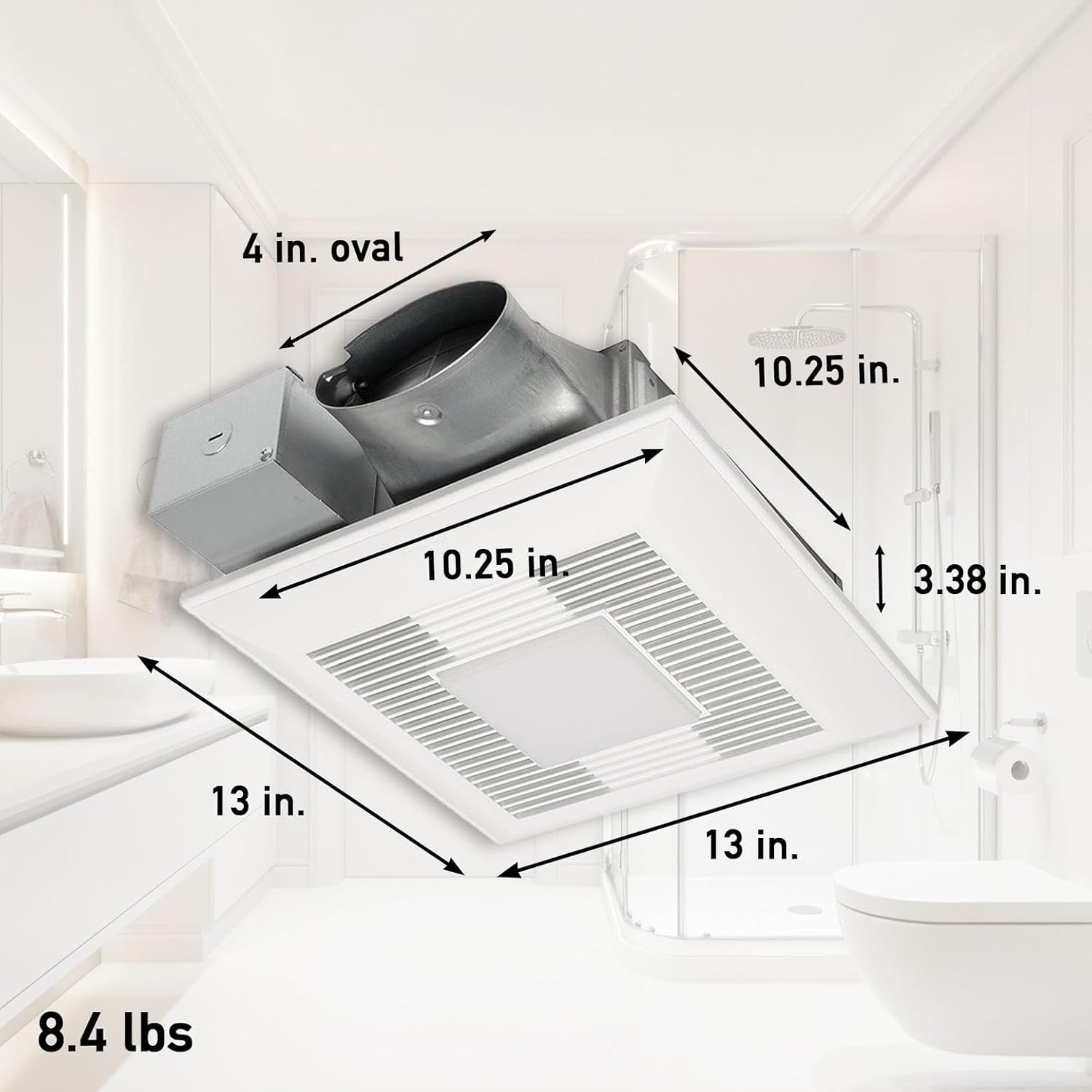 Panasonic WhisperValue Ceiling/Wall Mount Dual Speed Bathroom Exhaust Fan with LED Light, 30 to 100 CFM, FV-0810VSSL1