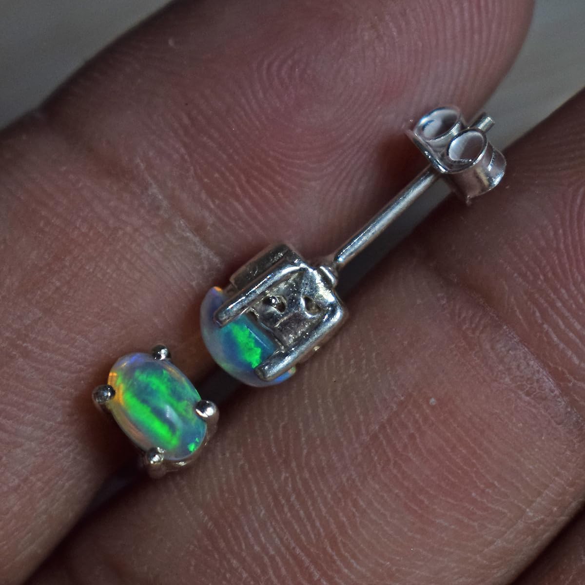 Opal Stud Earrings, Opal Earrings, Stud Earrings, Opal Studs, Opal Jewelry, October Birthstone, Opal, Gift for Her, Dainty Earrings - Image 3