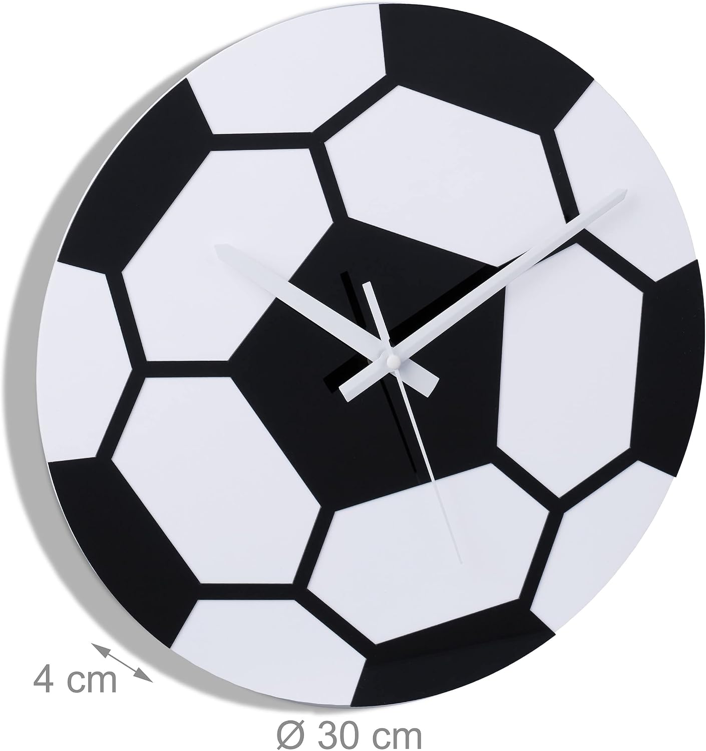 Relaxdays Children's Wall Clock, Diameter 30 cm, Children's Wall Clock, No Numbers, Decoration for Children's Room and Teenager's Room, Black/White