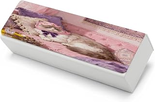 Leather Hard Shell Glasses Case, Portable Travel Sunglasses Case | Magnetic Closure, Shockproof, Fashion Pink Bohemia Eyeglasses Cases with Cleaning Cloth for Men Women