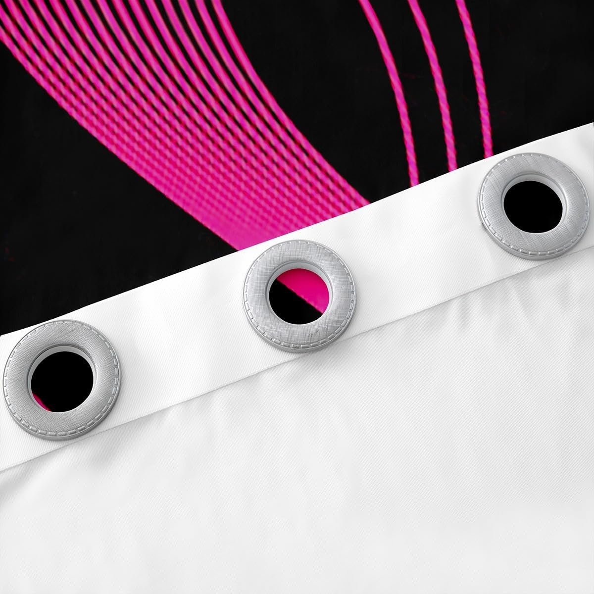 Feelyou Stripes Lines Darkening Drapes Kids Abstract Art Curtains Boys Girls Room Decor Ombre Hot Pink Black Blackout Curtains Stripes Geometric Window Treatments (2 Panels, 52 x 63 Inch)