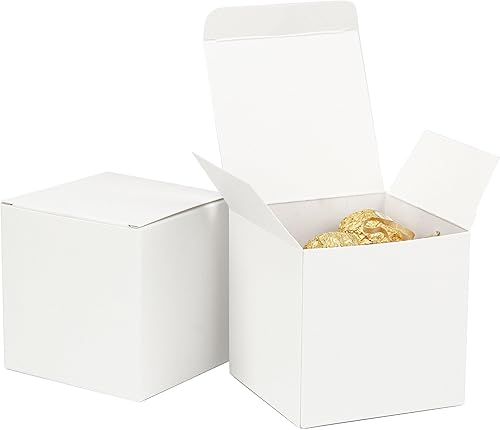 Paquete de 20 cajas de regalo blancas de 3.5 x 3.5 x 3.5 pulgadas con tapa, papel reciclable adecuado para bodas, festivales, regalos, graduación,