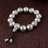 ESCYQ Damen Vintage Armbänder Armband Bettelarmband,S 925 Silber Vintage Perlen Armband Silber Schmuck Antik Silber Thai Stil Paar Armband Silber Schmuck Für Geburtstag Geschenk