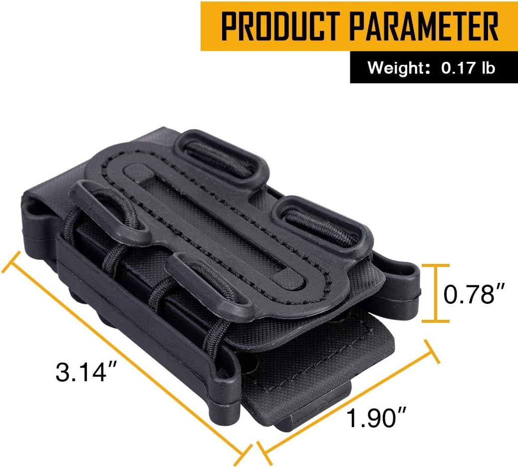 IDOGEAR Pistol Mag Pouch 9MM Magazine Pouch Softshell Belt Mag Carrier for .40 S&W .45 ACP Magazines Short Version : Sports & Outdoors