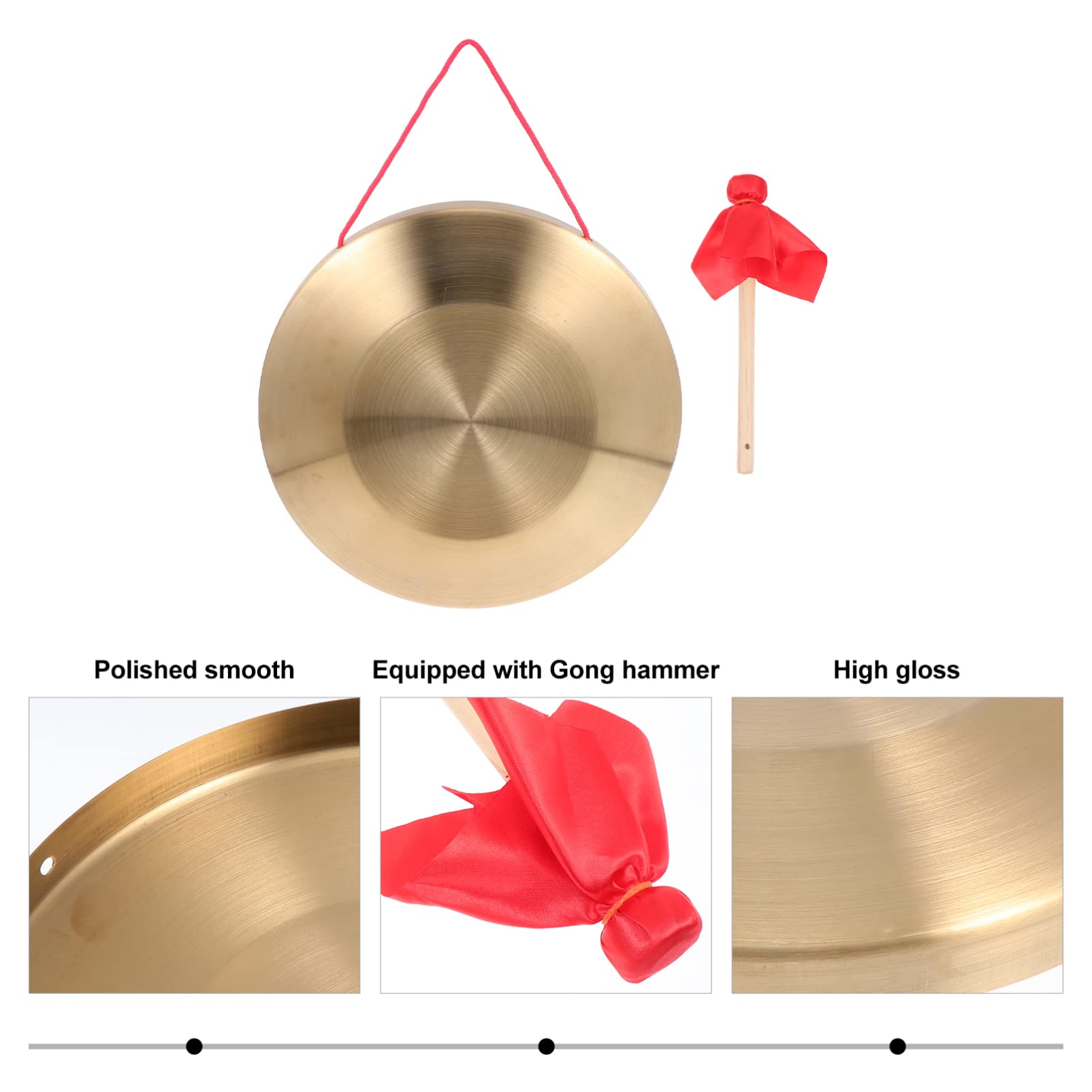 Unbekannt Hand Gong Mit Hammer Traditionelles Chinesisches Percussion Instrument 8.7 Zoll Kupfer Gong Für Musik Übung Und Kreativitätsförderung