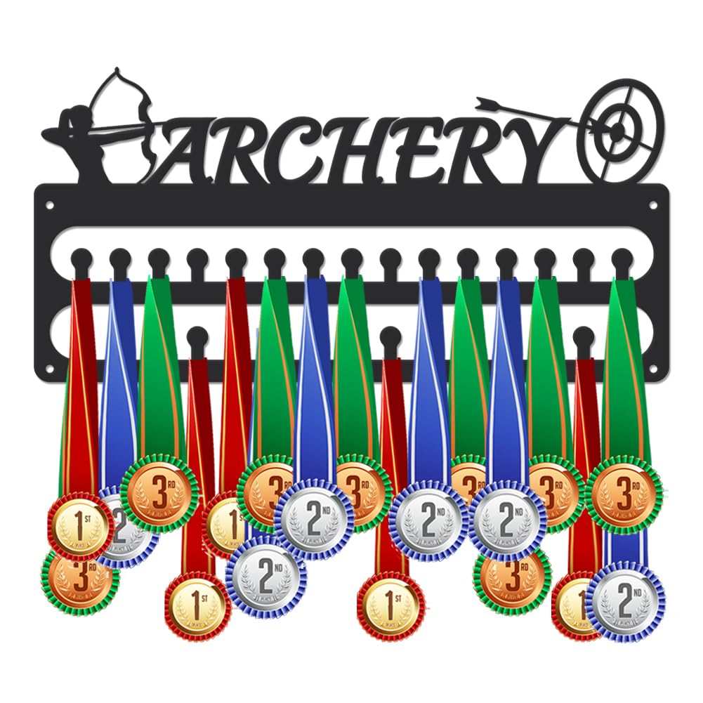 Support pour médailles tir à l'arc en métal noir porte-médaille mural 30 crochets SUPERDANT