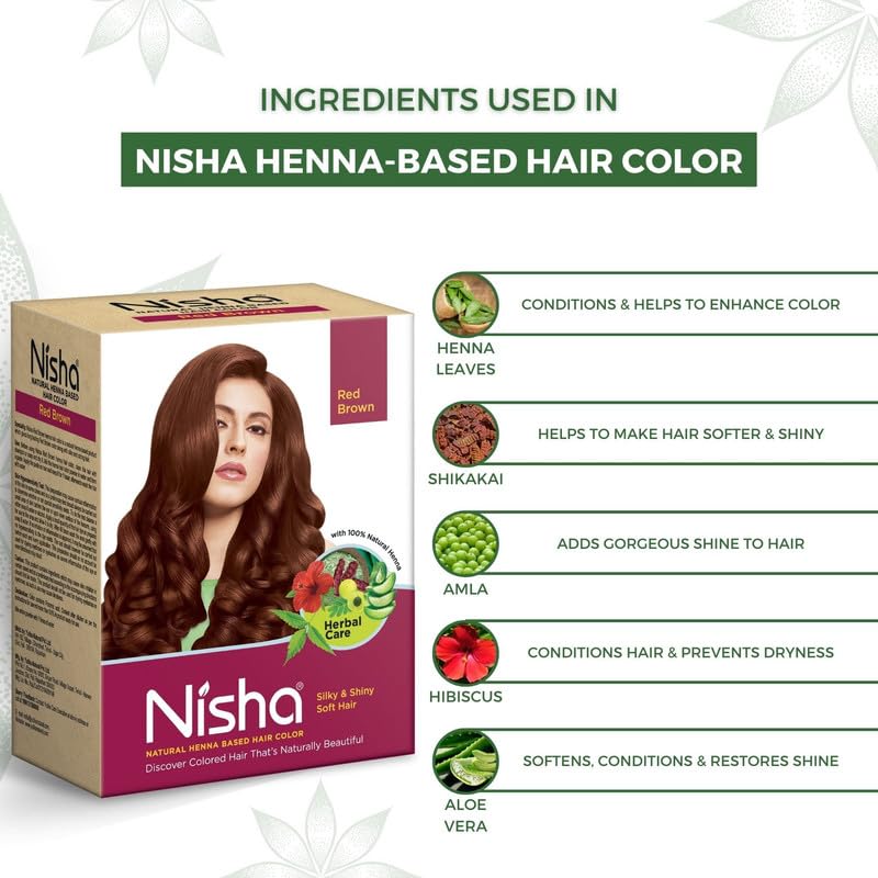 Nisha Natural Henna Powder Tinte Rojo Marrón 2 x 90g miniatura 3
