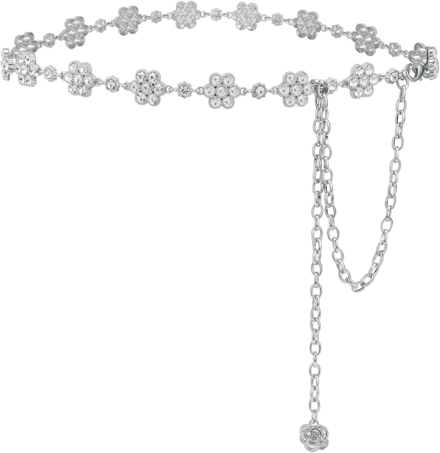 YooAi Rhinestone Diamond Flower Waist Belt Decorative Rhinestone Dress Belt