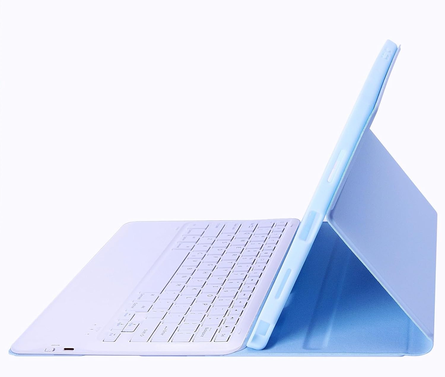Slim Candy Colors Keyboard Case Compatible with Galaxy Tab S9 Plus / S9 FE Plus 5G 2023 12.4 Inch X810 / X816 / X818 with S Pen Holder Mutil Angles Stand Cover Detachable Wireless Keyboard (Blue) image 5