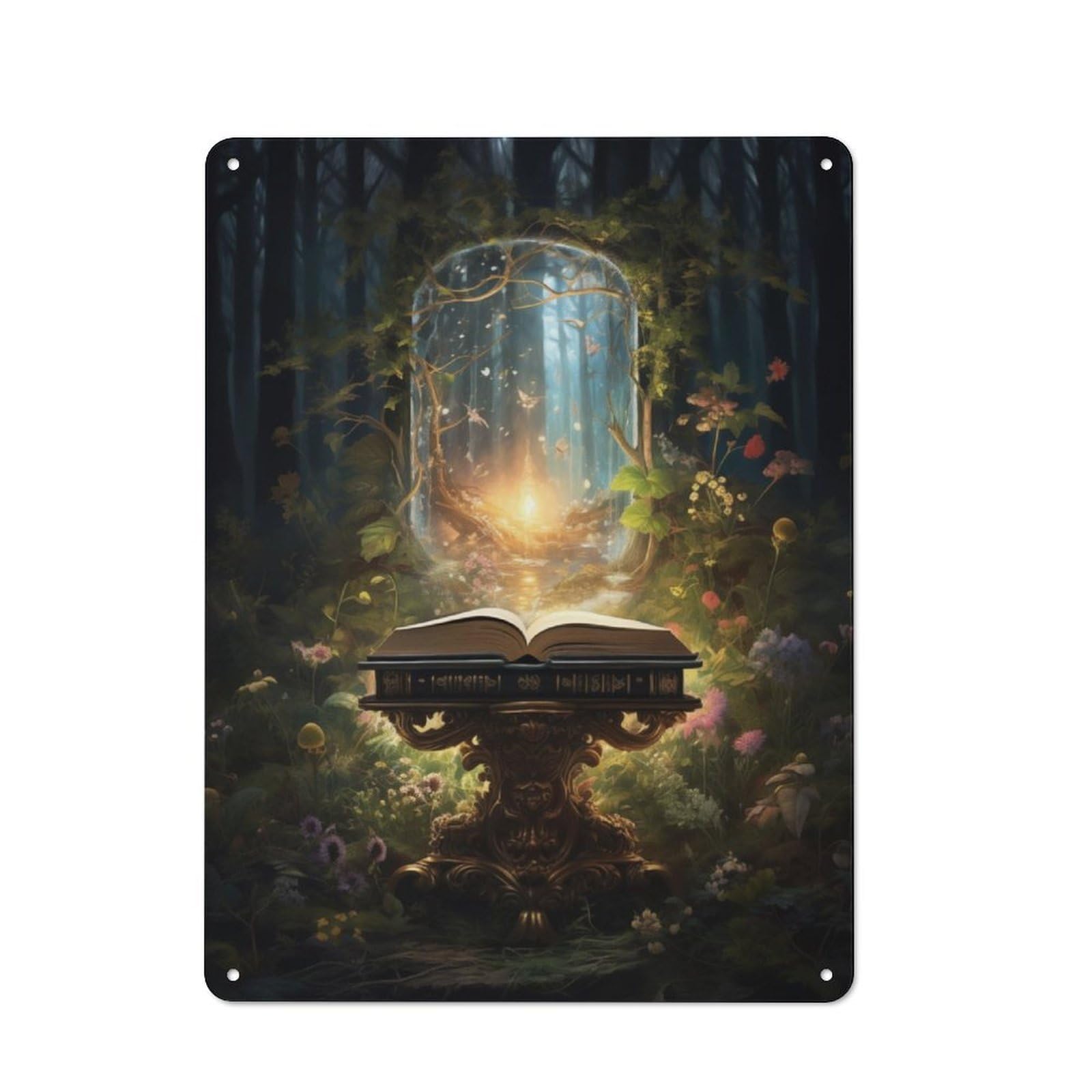 Junmoney Portal Of Enchanted Pages Retro Tin Wall Plaque 40X30cm Featuring For Garage Wall, For Vintage Wall Decor Fans, For Themed Room Decoration