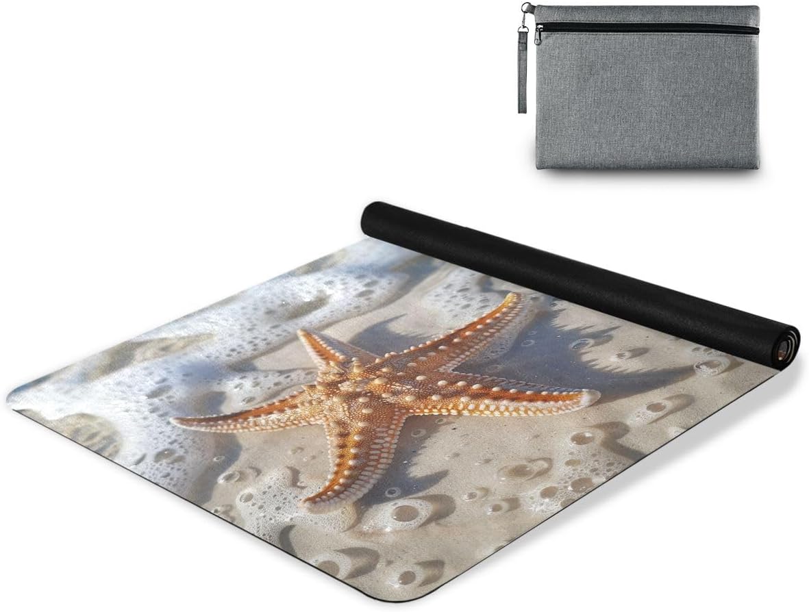 ALAZA Enjoy The Summer Starfish Yoga Mat Non Slip Fitness Exercise Mat, Workout Mat for Yoga, Pilates and Floor Exercises